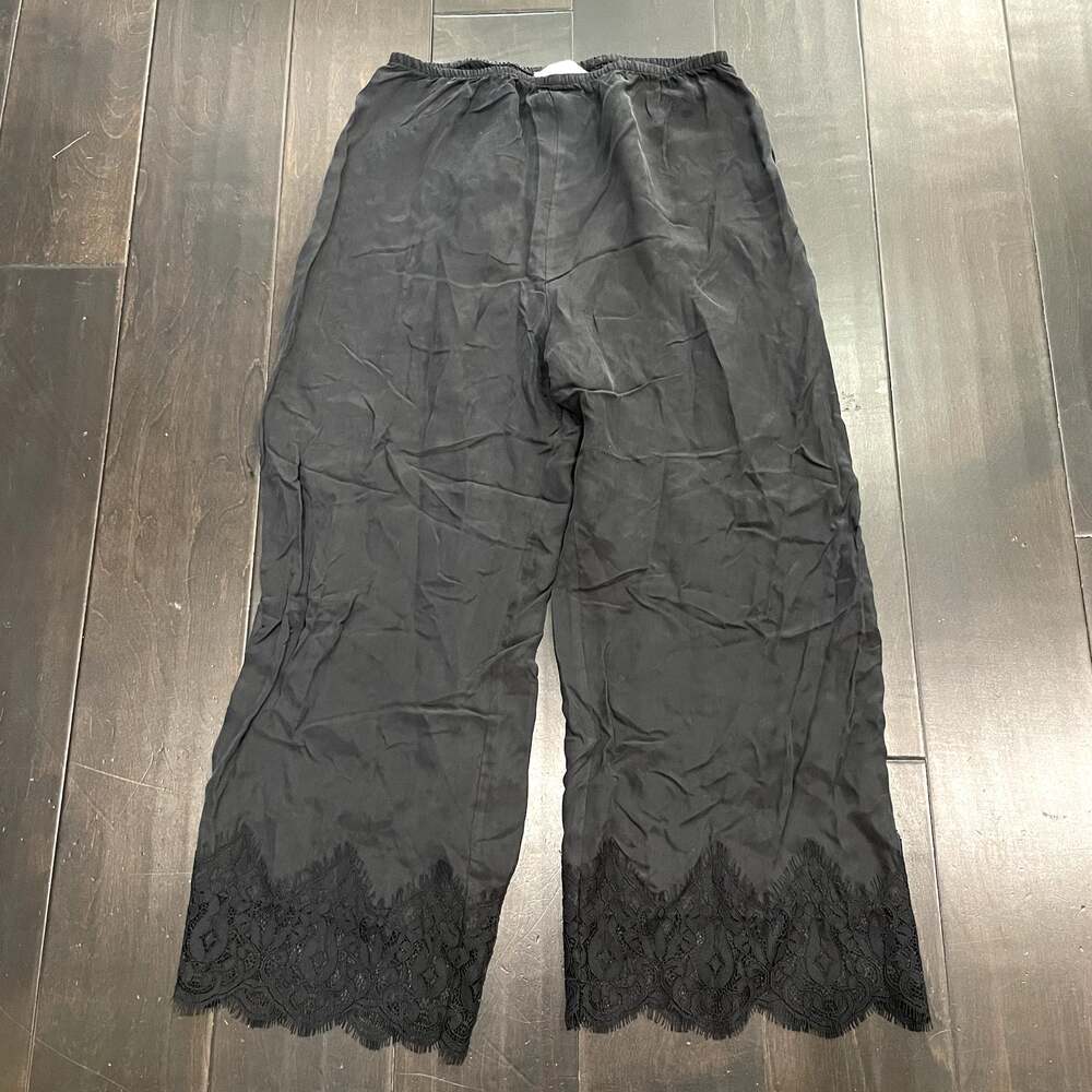 NEW Anthropologie Mare Mare Lace Hem Pull-On Pants Black Women's Size L
